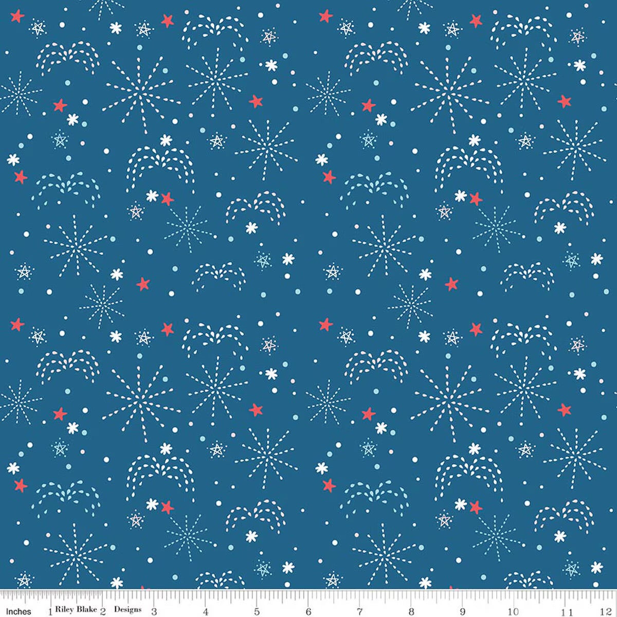Firework Fields Fireworks Coastal Blue for RBD C17582-COASTALBLUE - PRICE PER 1/2 YARD