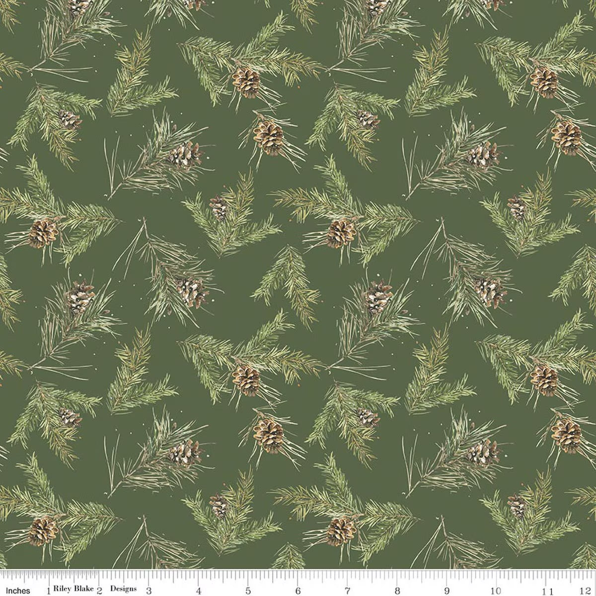 Holiday Spirit Pinecones Green for Riley Blake -C17464-GREEN - PRICE PER 1/2 YARD