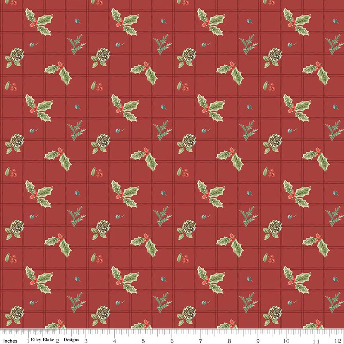 Holiday Spirit Holly Red for Riley Blake -C17462-RED - PRICE PER 1/2 YARD