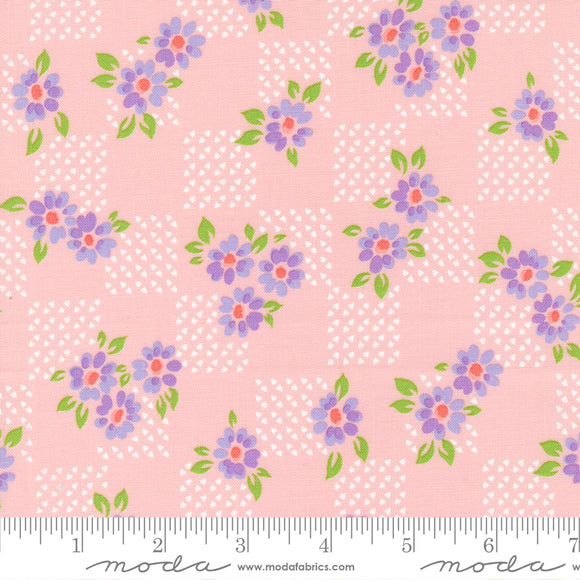 On The Bright Side Fields Small Floral Bubble Gum Ydg for Moda - 22463 14 - PRICE PER 1/2 YARD