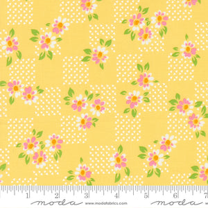 On The Bright Side Fields Small Floral Lemon Ydg for Moda - 22463 16 - PRICE PER 1/2 YARD