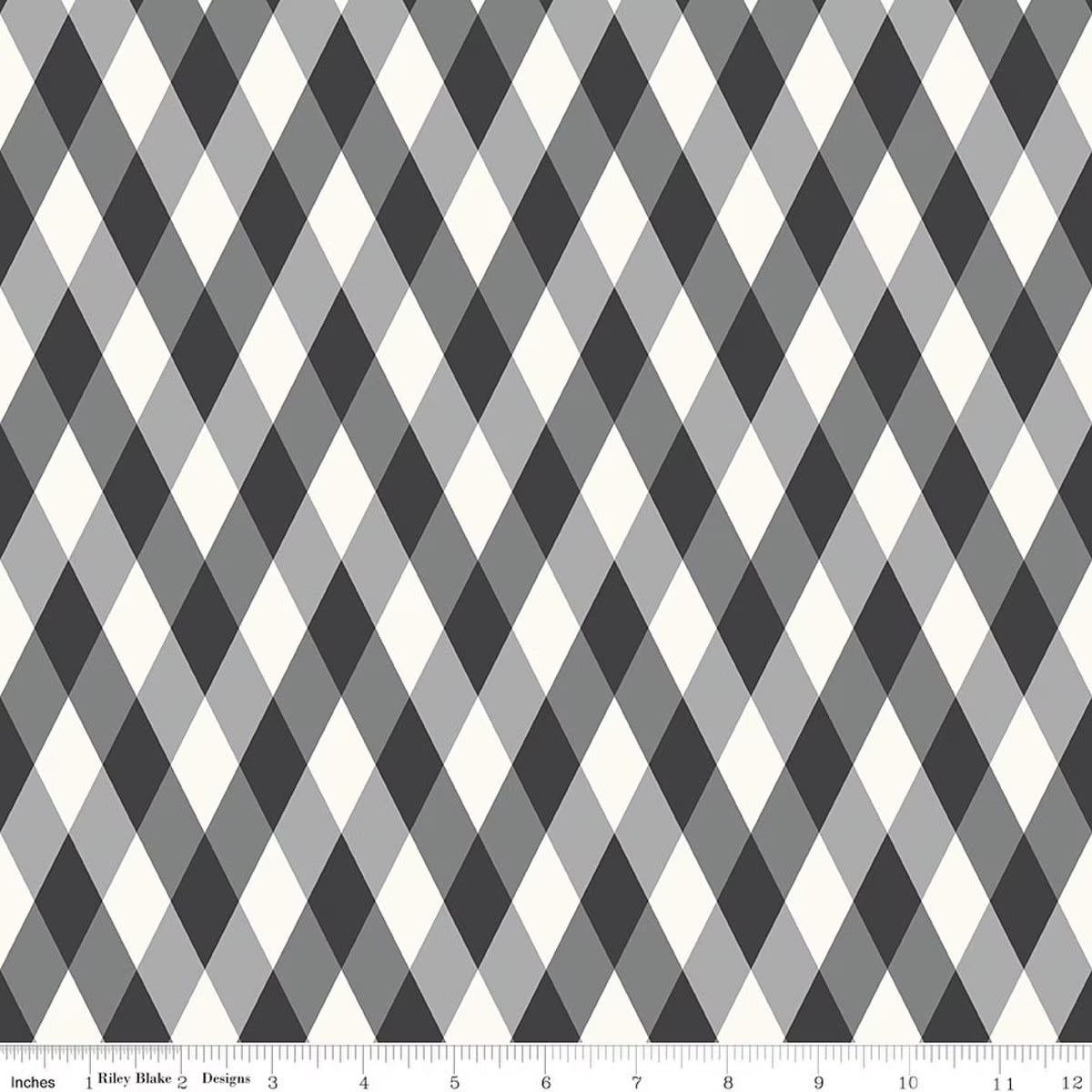 Frank and Friends Diamonds Black Yardage by My Mind’s Eye for RBD C17473-BLACK- PRICE PER 1/2 YARD