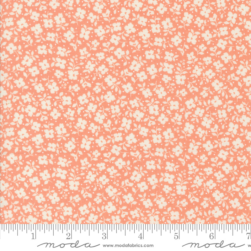 Dainty Meadow Tossed Petals Coral Yardage for Moda - 31745 19 - PRICE PER 1/2 YARD