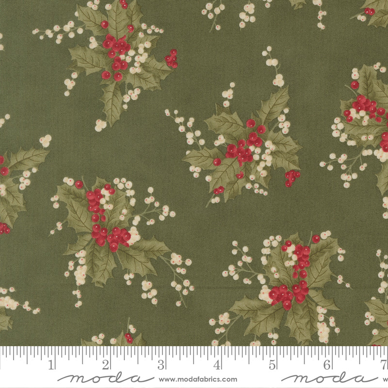 Candlelight Christmas Holly Yardage for Moda - 44421 15 - PRICE PER 1/2 YARD