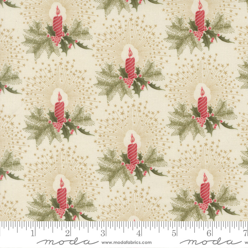 Candlelight Christmas Cream Yardage for Moda - 44424 11 - PRICE PER 1/2 Yard