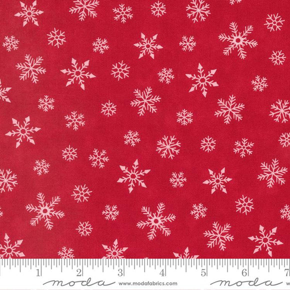Holidays At Home Snowflakes Berry Red Ydg for Moda - 56077 15  - PRICE PER 1/2 YARD