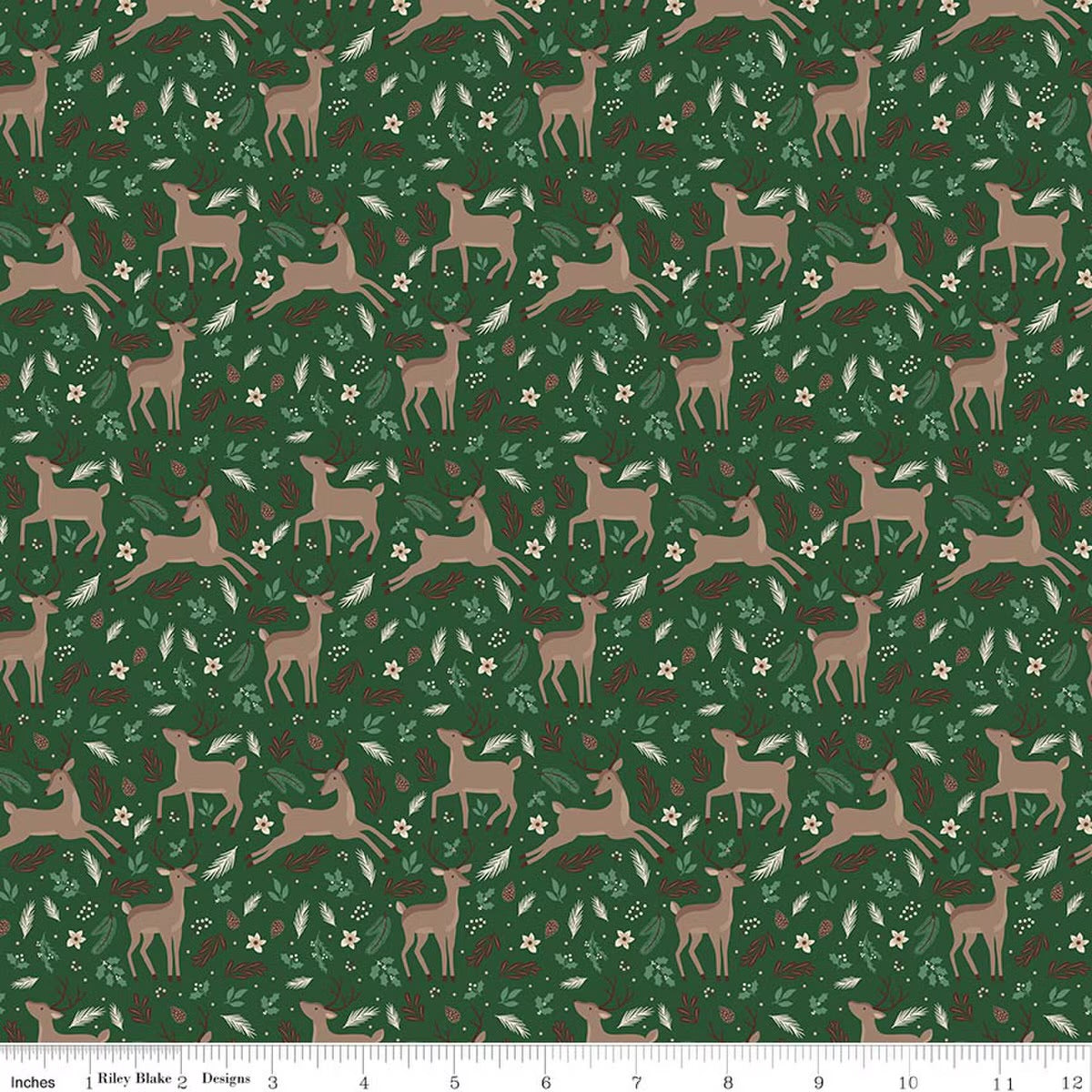 Christmas Time Deer Forest Yardage by Dani Mogstad for RBD-C17821-FOREST- PRICE PER 1/2 YARD