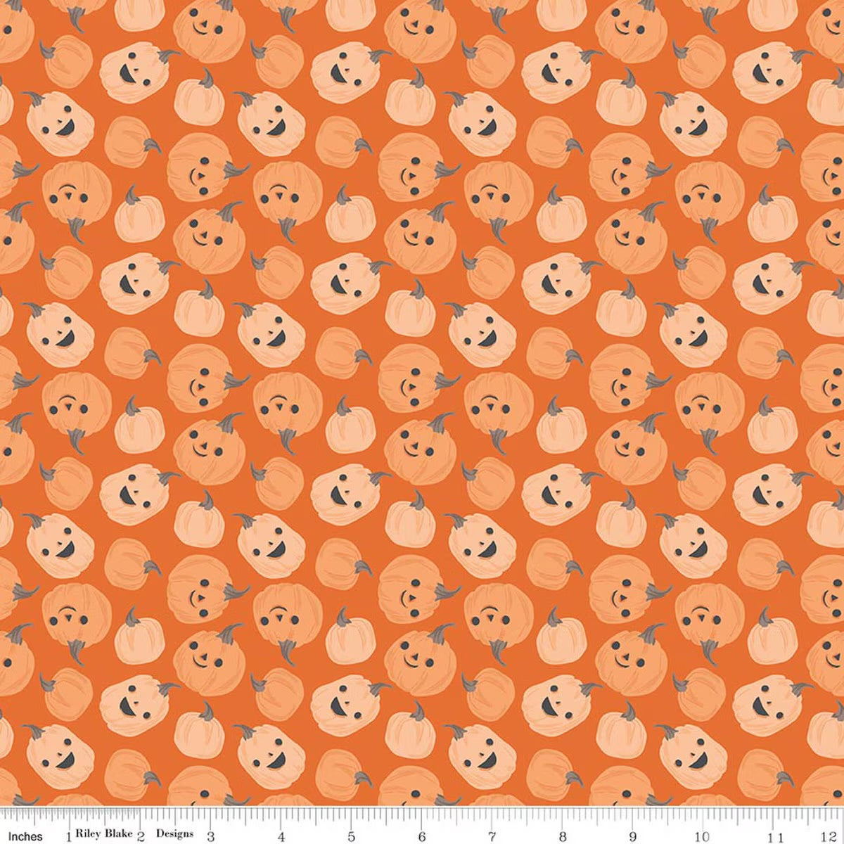 Frank and Friends Pumpkins Orange Yardage by My Mind’s Eye for RBD C17472-ORANGE- PRICE PER 1/2 YARD