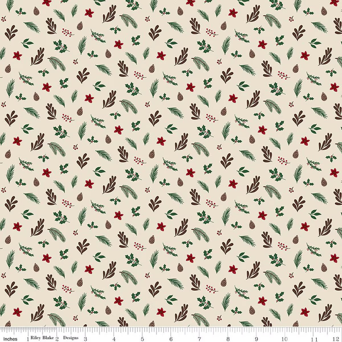 Christmas Time Foliage Linen Yardage by Dani Mogstad for RBD-C17823-LINEN - PRICE PER 1/2 YARD