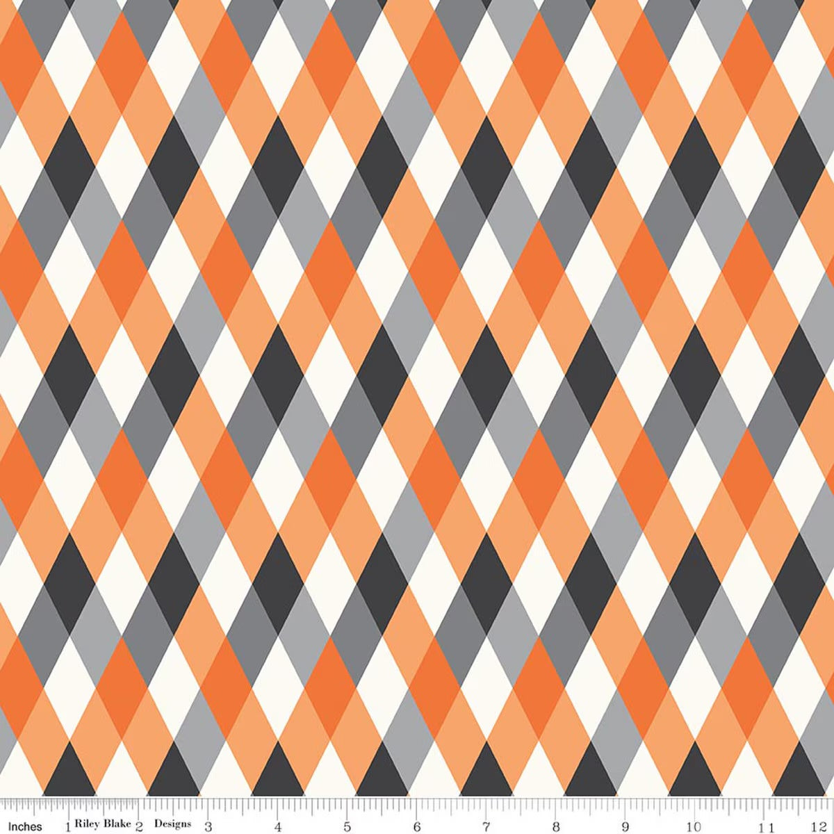 Frank and Friends Diamonds Orange Yardage by My Mind’s Eye for RBD C17473-ORANGE - PRICE PER 1/2 YARD