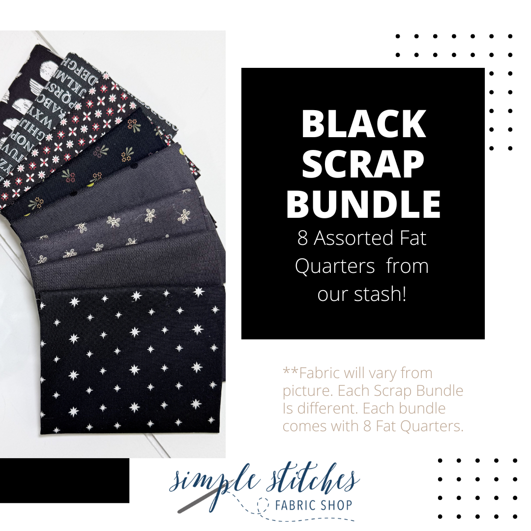 SCRAP BUNDLE Black Simple Bundle (8) Fat Quarters