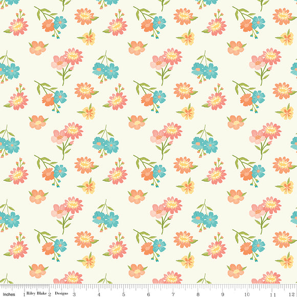 Spring's In Town Floral Cream Ydg for RBD C14211 CREAM - PRICE PER 1/2 YARD