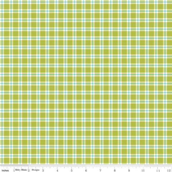 Spring's In Town Plaid Green Ydg for RBD C14212 GREEN - PRICE PER 1/2 YARD