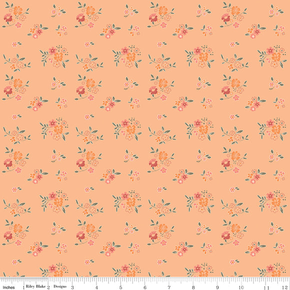 Spring's In Town Bouquets Apricot Ydg for RBD C14213 APRICOT - PRICE PER 1/2 YARD