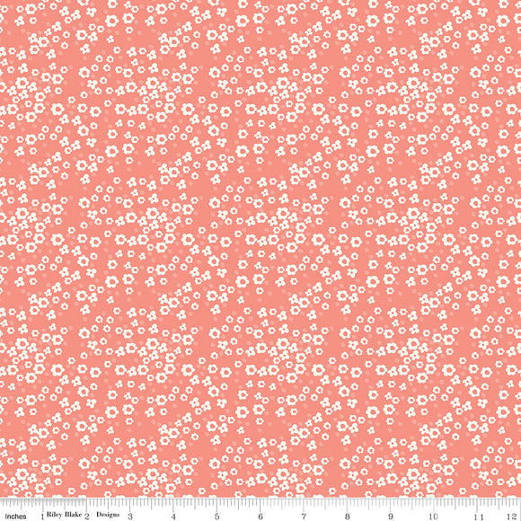 Spring's In Town Blossoms Coral Ydg for RBD C14215 CORAL - PRICE PER 1/2 YARD