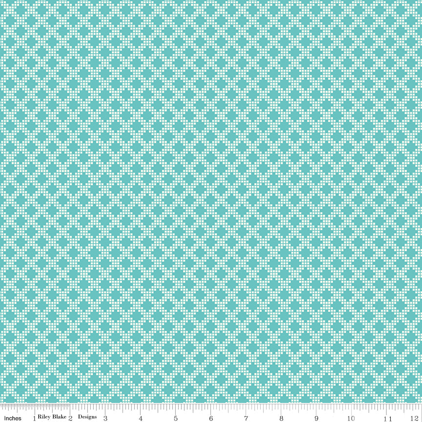 Spring's In Town Diamonds Peacock Ydg for RBD C14216 PEACOCK - PRICE PER 1/2 YARD