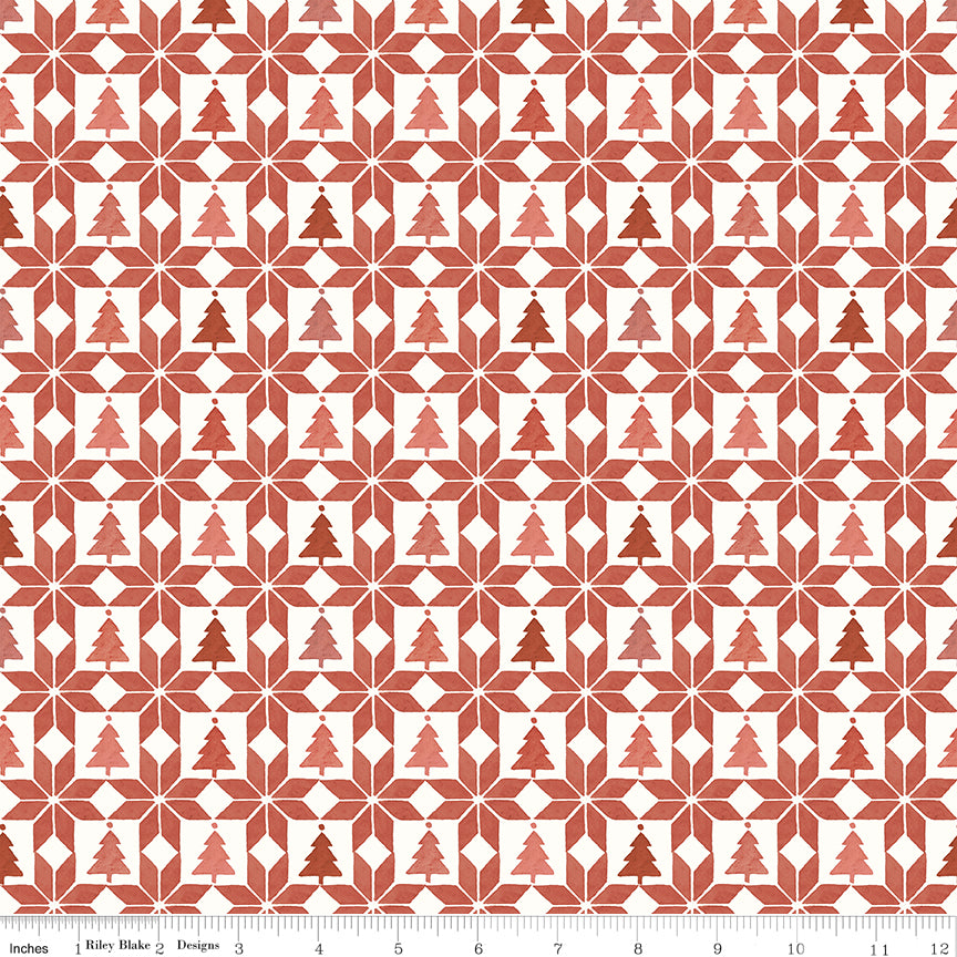 Magical Winterland Patchwork Barn Red Ydg for RBD C14946 BARNRED - PRICE PER 1/2 YARD