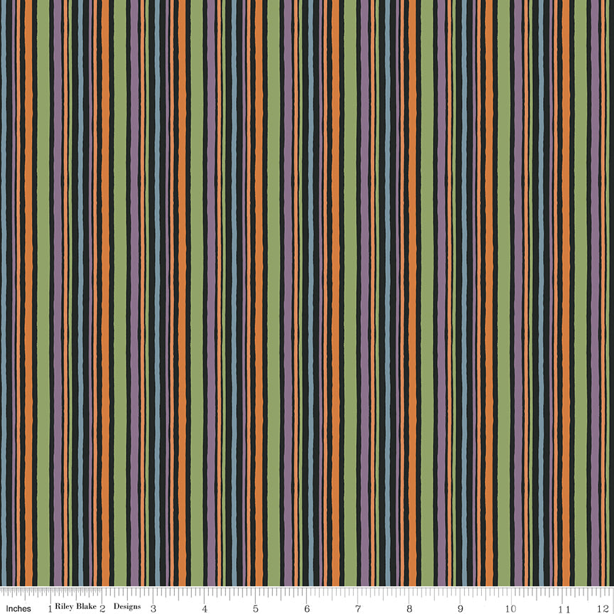 Trick or Treat Stripes Black Yardage for RBD - C15965 BLACK - PRICE PER 1/2 YARD