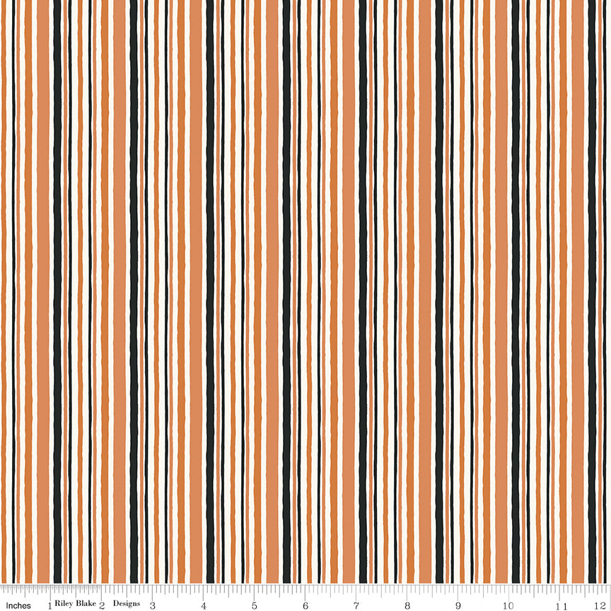 Trick or Treat Stripes Orange Yardage for RBD - C15965 ORANGE - PRICE PER 1/2 YARD