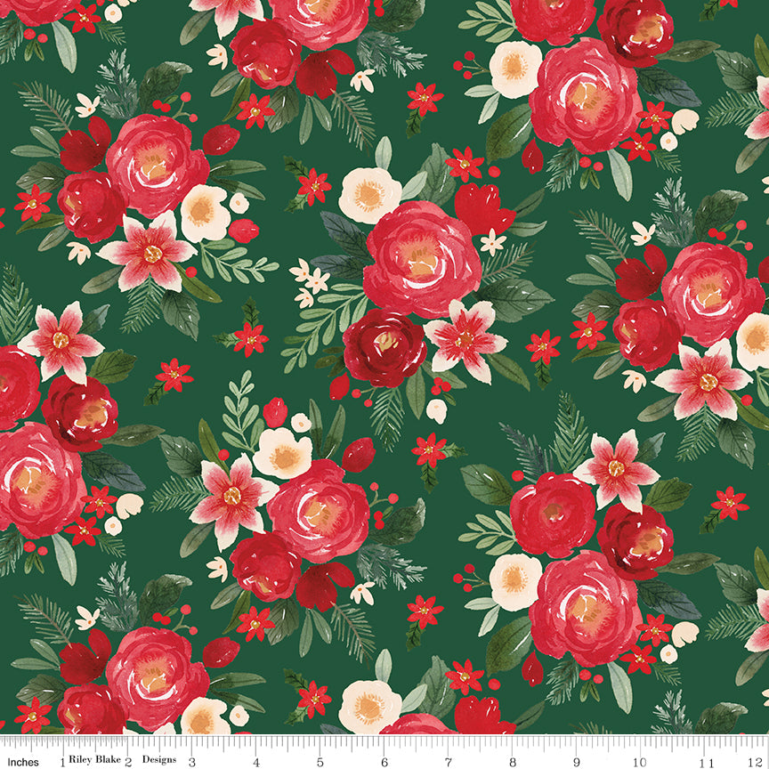 Charming Christmas Main Green Yardage for RBD - C16350 GREEN - PRICE PER 1/2 YARD