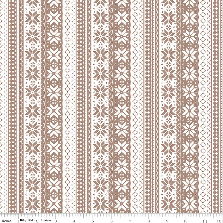 Winter Magic Sweater Stripe Tea Dye Yardage for RBD - C16364 TEADYE - PRICE PER 1/2 YARD