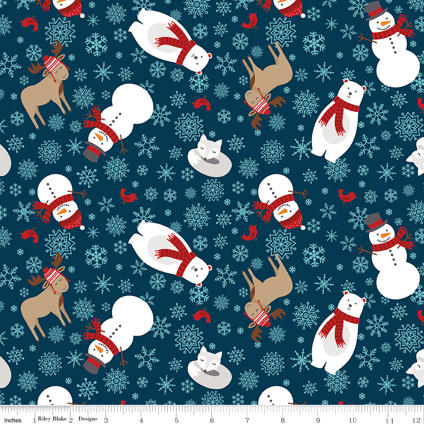 A Perfect Winter Main Navy Yardage for Riley Blake Designs-C17990-NAVY- PRICE PER 1/2 YARD