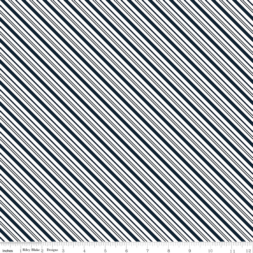 A Perfect Winter Stripes Navy Yardage for Riley Blake Designs-C17995-NAVY- PRICE PER 1/2 YARD