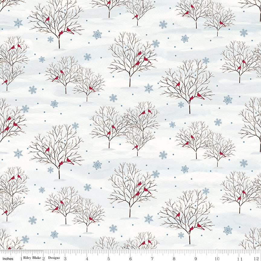 Covered Bridges in Winter Trees Snow Yardage for Riley Blake Designs-C18001-SNOW - PRICE PER 1/2 YARD