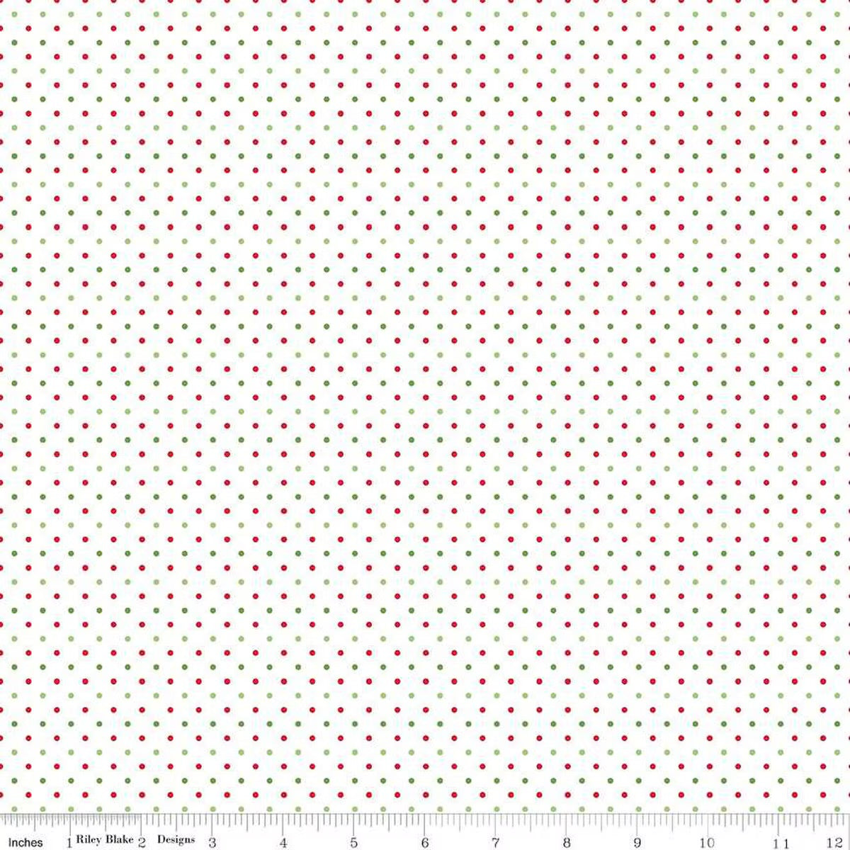 Swiss Dot Christmas on White Yardage for RBD C660-CHRISTMAS - PRICE PER 1/2 YARD