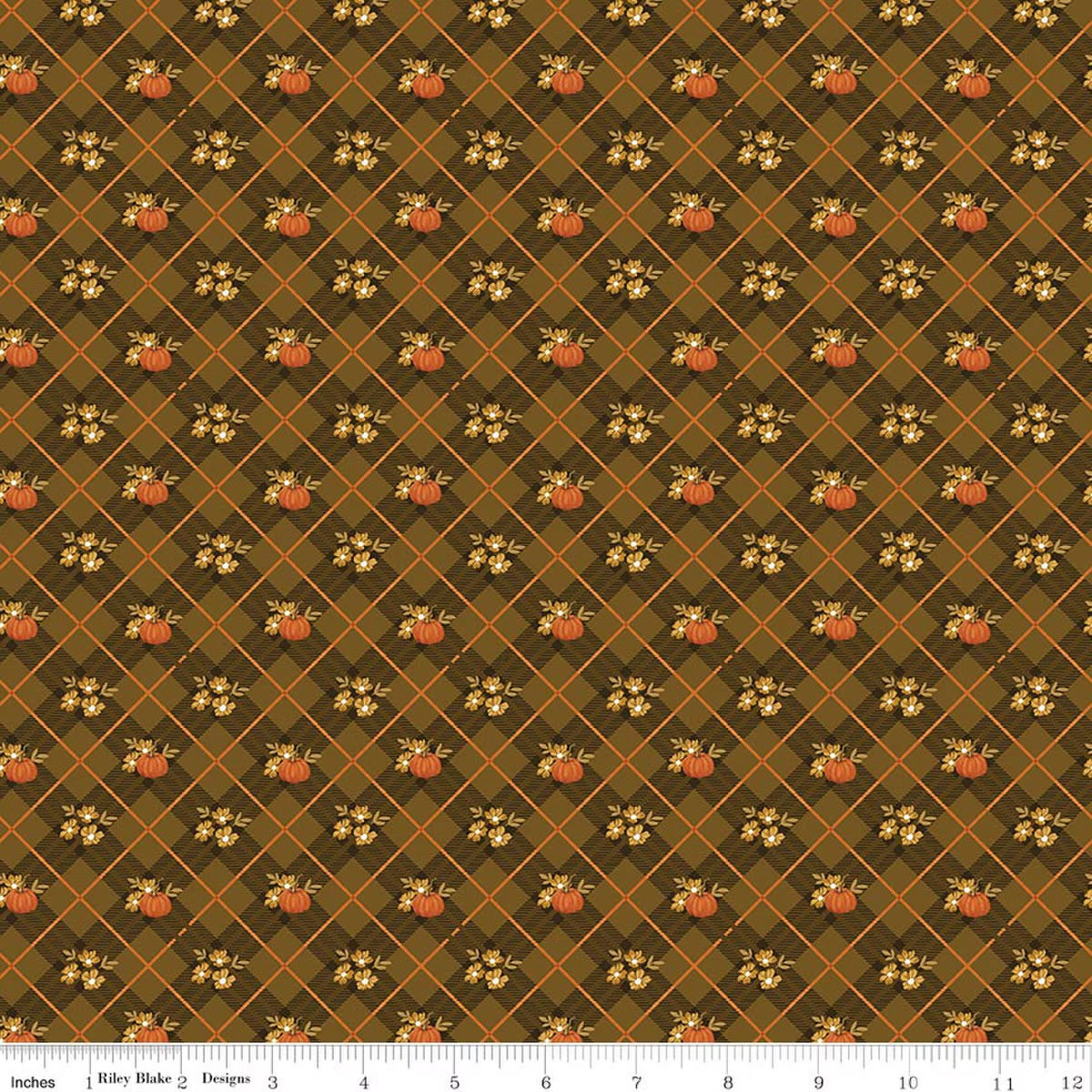 Bountiful Pumpkin Plaid Suede Yardage by Sand Gervais for RBD-C17862-SUEDE- PRICE PER 1/2 YARD
