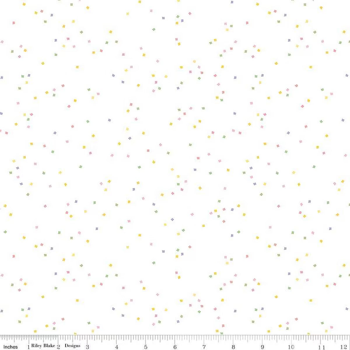 Blossoms on White in Color Spring Yardage for RBD-C730-SPRING- PRICE PER 1/2 YARD