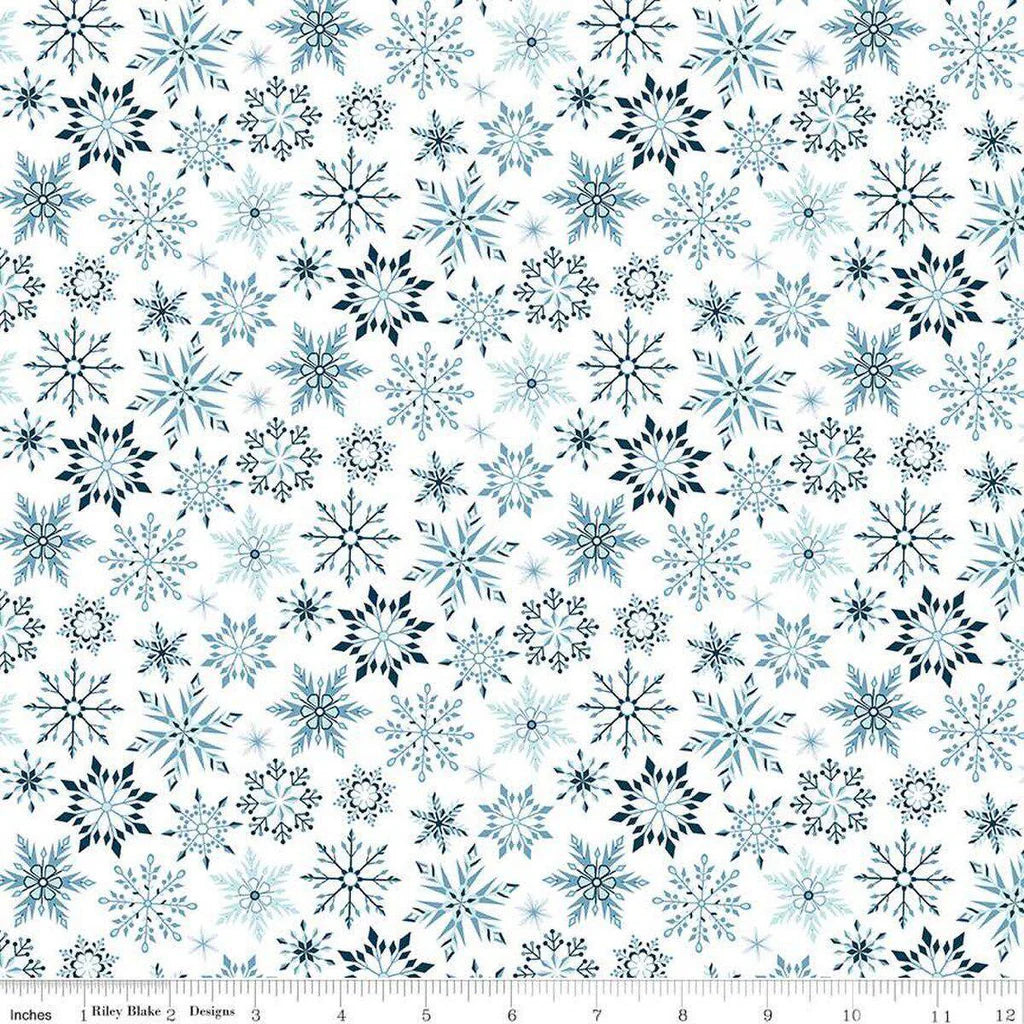 Winter Magic Snowflakes White Yardage for RBD-C16365 WHITE - PRICE PER 1/2 YARD