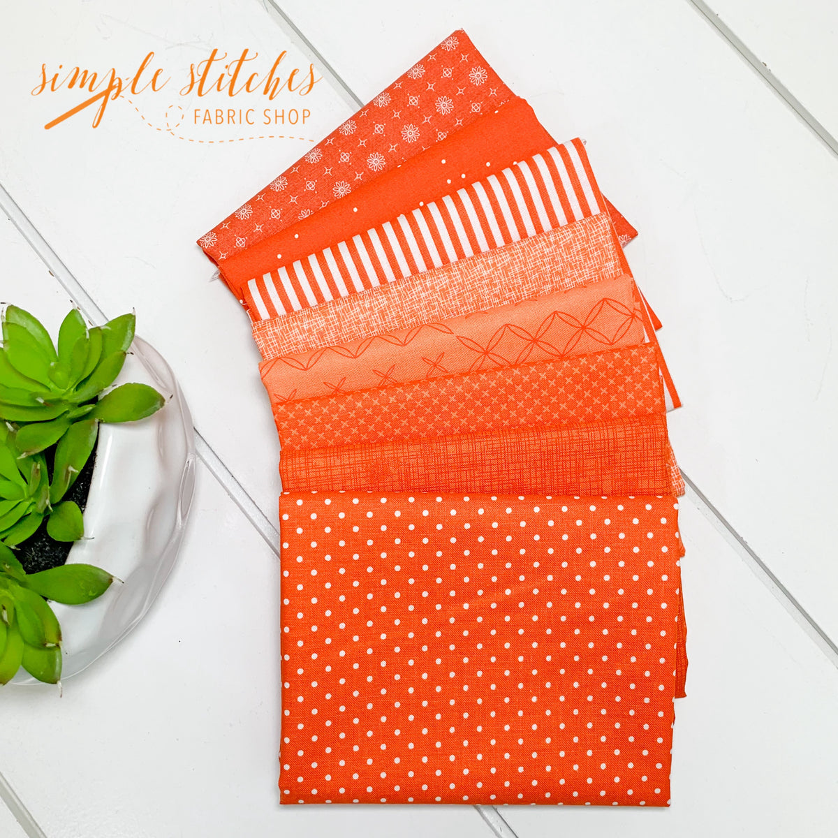 Orange Simple Bundle (8) Fat Quarter Bundle – Simple Stitches