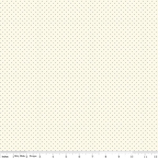 American Jane Pindots Ivory Yardage for RBD- C840-IVORY - PRICE PER 1/2 YARD