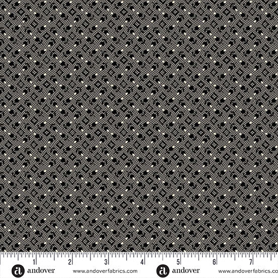 Nightfall Bud Diamond Black Yardage for Andover - A-10207-K- PRICE PER 1/2 YARD