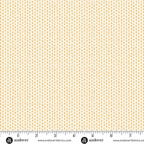 Nightfall Stitch Line Cream Orange Yardage for Andover - A-10208-LO- PRICE PER 1/2 YARD
