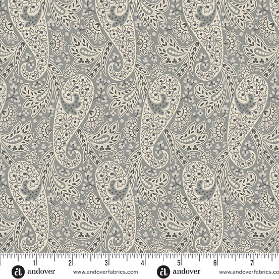 Nightfall Paisley Gray Yardage for Andover - A-10203-C - PRICE PER 1/2 YARD