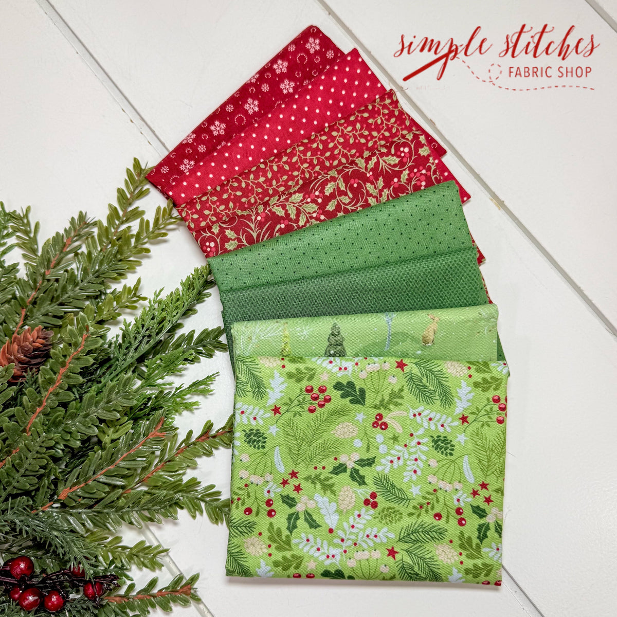 Cottage Christmas Simple Bundle (8) Fat Quarter Bundle
