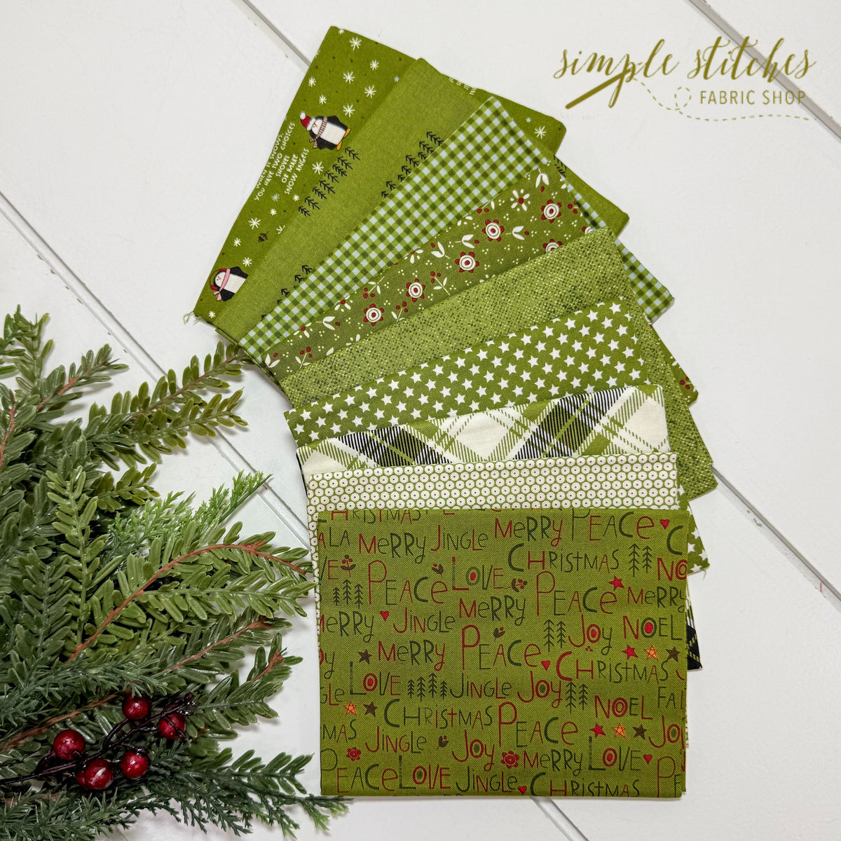 Chilly Green Fat Simple Bundle (9) Fat Quarters