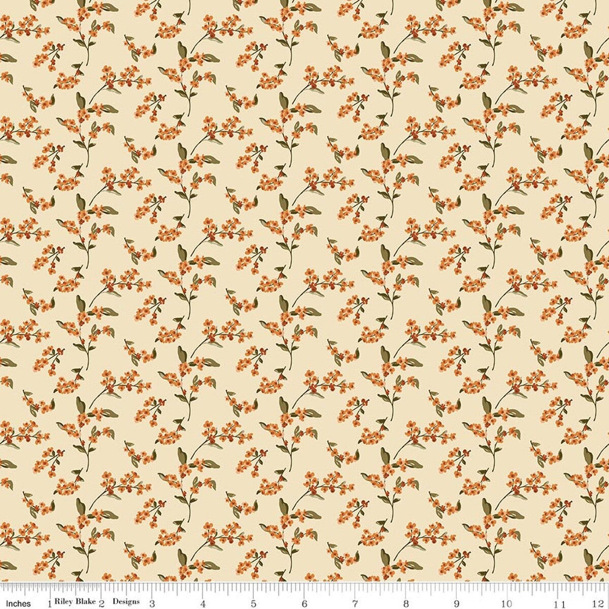 Bountiful Bittersweet Mocha Yardage by Sand Gervais for RBD-C17865-IVORY- PRICE PER 1/2 YARD