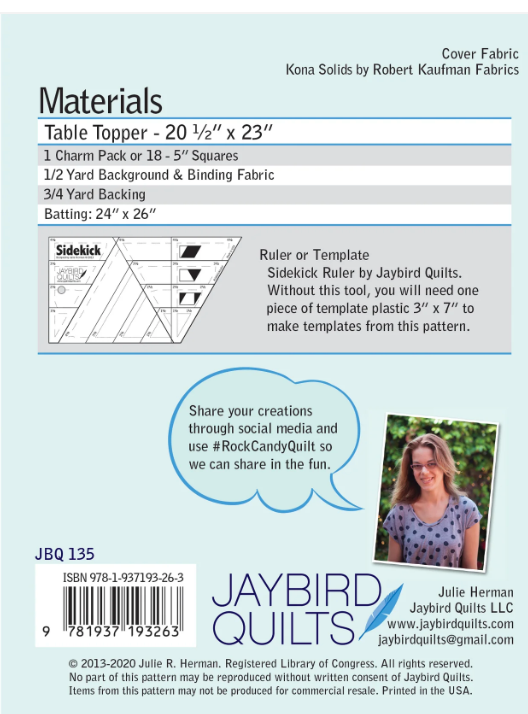 Rock Candy Table Topper Paper Pattern by Jaybird Quilts