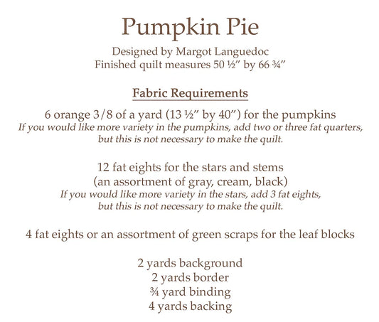 Pumpkin Pie Pattern by The Pattern Basket