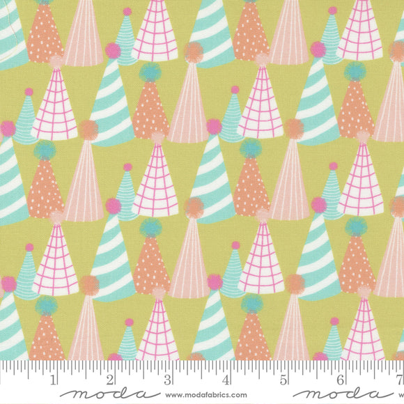 Soiree Paper Hats Lime Yardage for Moda - 13375 22 - PRICE PER 1/2 YARD
