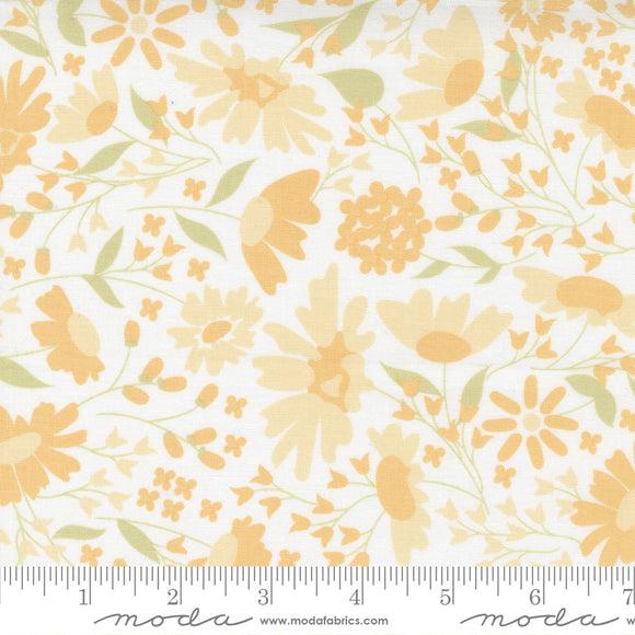 Buttercup & Slate Floral Blooms Cloud Yardage for Moda -29151 11 - PRICE PER 1/2 YARD