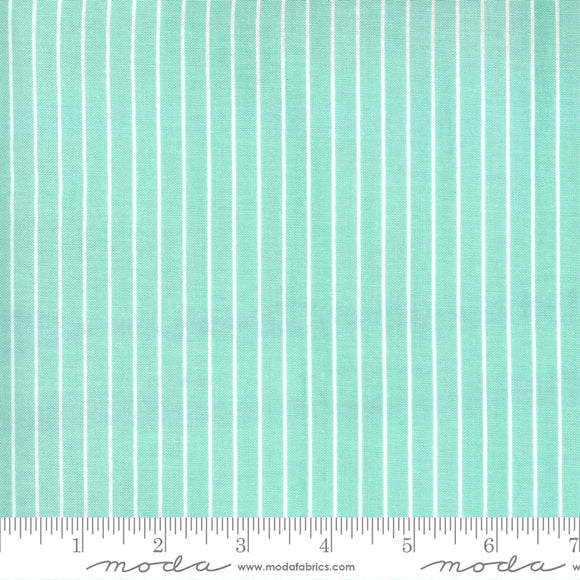 Sunday Stroll Wide Stripe Aqua Yardage by Bonnie & Camille for Moda - 55228 14 - PRICE PER 1/2 YARD