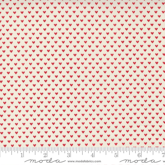 Flirt Tiny Heart Cream Red Yardage by Sweetwater for Moda - 55574 31 - PRICE PER 1/2 YARD