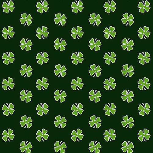 Hello Lucky Four Leaf Clover Black Green Yardage for Henry Glass 9735-69 - PRICE PER 1/2 YARD