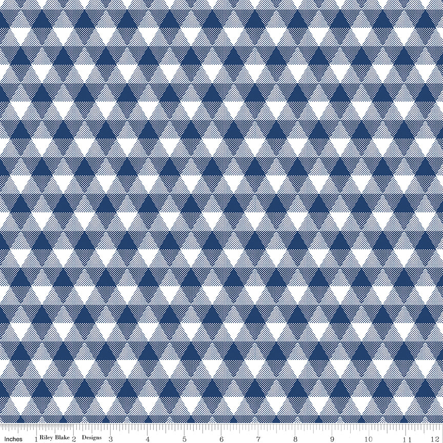 Land of Liberty Triangle Gingham Navy Ydg by My Mind's Eye for RBD C10563 NAVY - PRICE PER 1/2 YARD