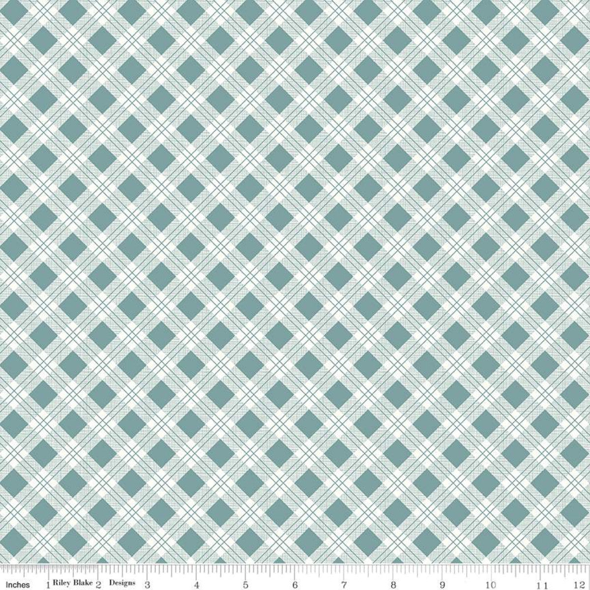 Bee Plaids Scarecrow Teal Yardage for RBD-C12020 TEAL - PRICE PER 1/2 YARD