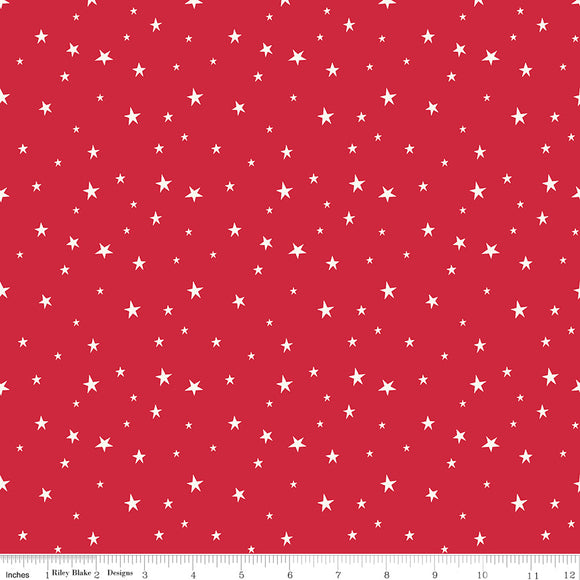 Land of the Brave Stars Red Yardage for RBD C13146 RED - PRICE PER 1/2 YARD